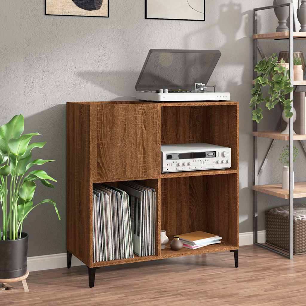Platenkast 84,5x38x89 cm bewerkt hout bruin eikenkleur is nu te koop bij PeponiXL, paradijselijk wonen!