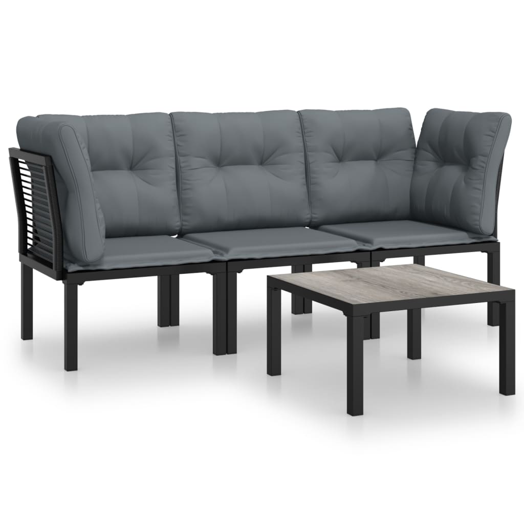 4-delige Loungeset poly rattan zwart en grijs is nu te koop bij PeponiXL, paradijselijk wonen!