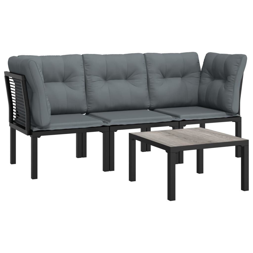 4-delige Loungeset poly rattan zwart en grijs is nu te koop bij PeponiXL, paradijselijk wonen!