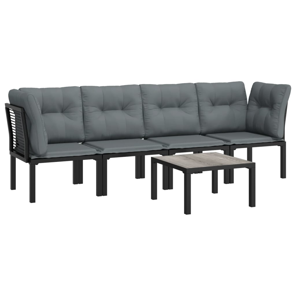5-delige Loungeset poly rattan zwart en grijs is nu te koop bij PeponiXL, paradijselijk wonen!