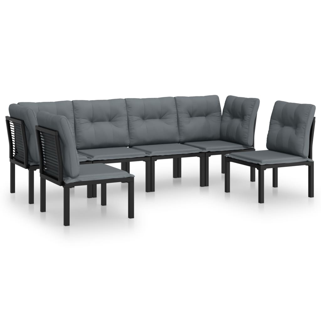 6-delige Loungeset poly rattan zwart en grijs is nu te koop bij PeponiXL, paradijselijk wonen!