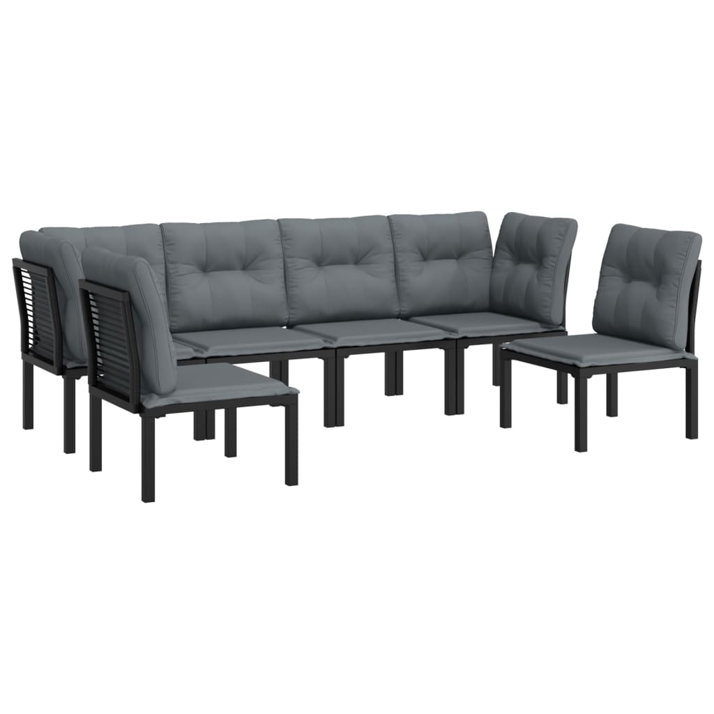 6-delige Loungeset poly rattan zwart en grijs is nu te koop bij PeponiXL, paradijselijk wonen!