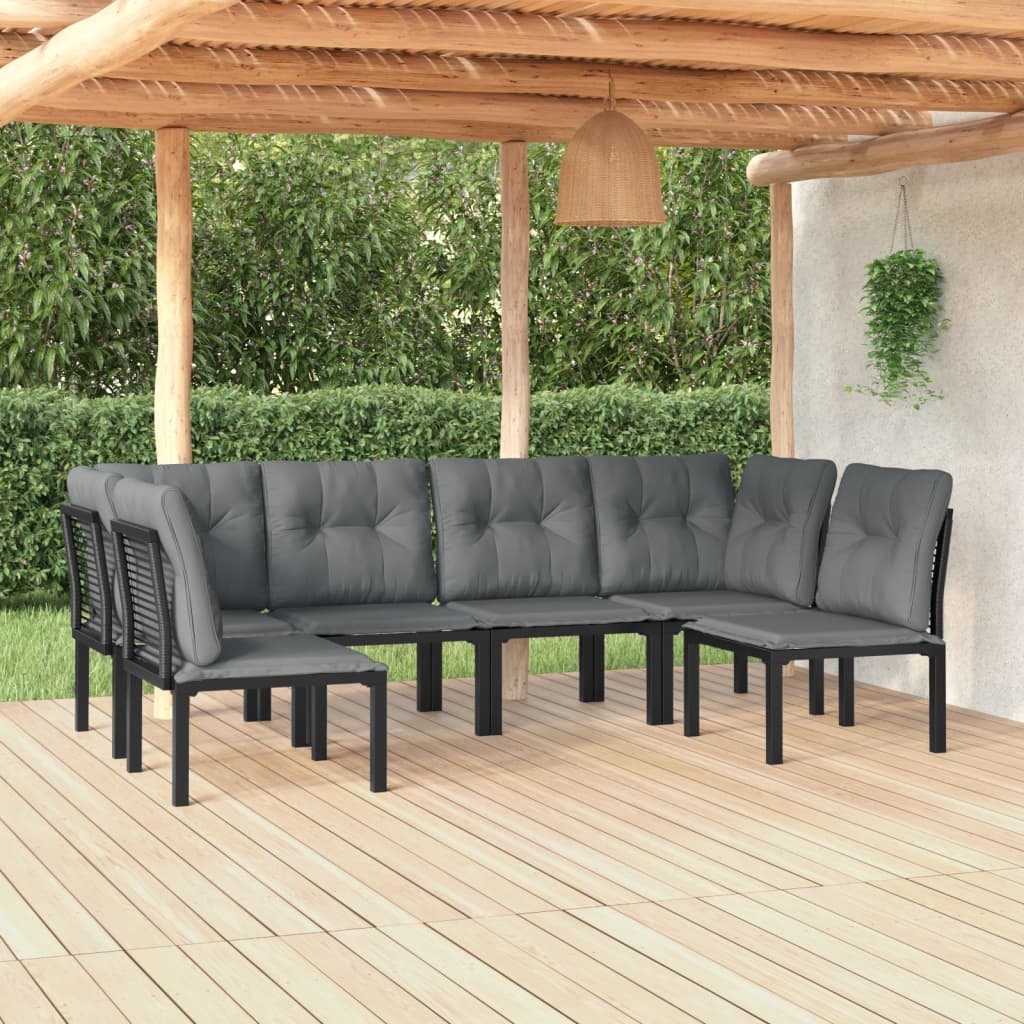 6-delige Loungeset poly rattan zwart en grijs is nu te koop bij PeponiXL, paradijselijk wonen!