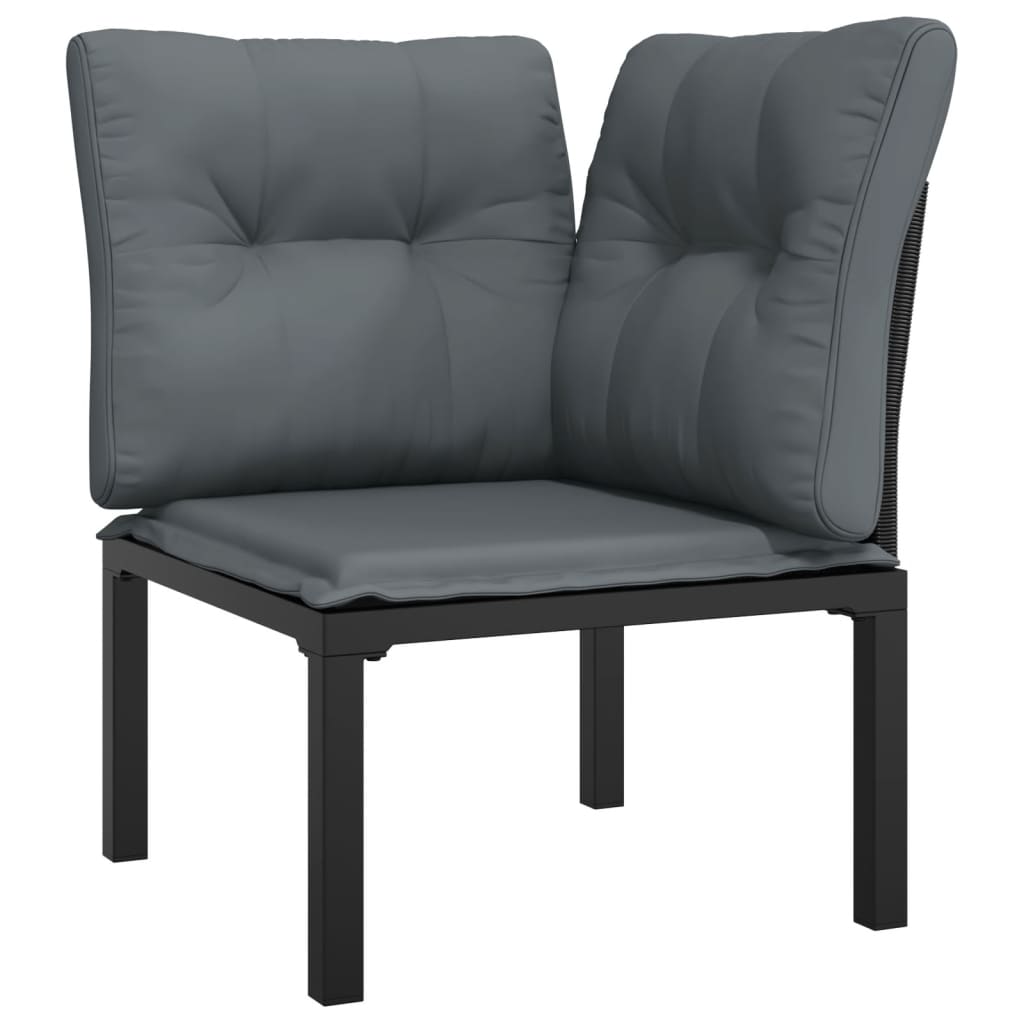 3-delige Loungeset met kussens poly rattan zwart en grijs is nu te koop bij PeponiXL, paradijselijk wonen!