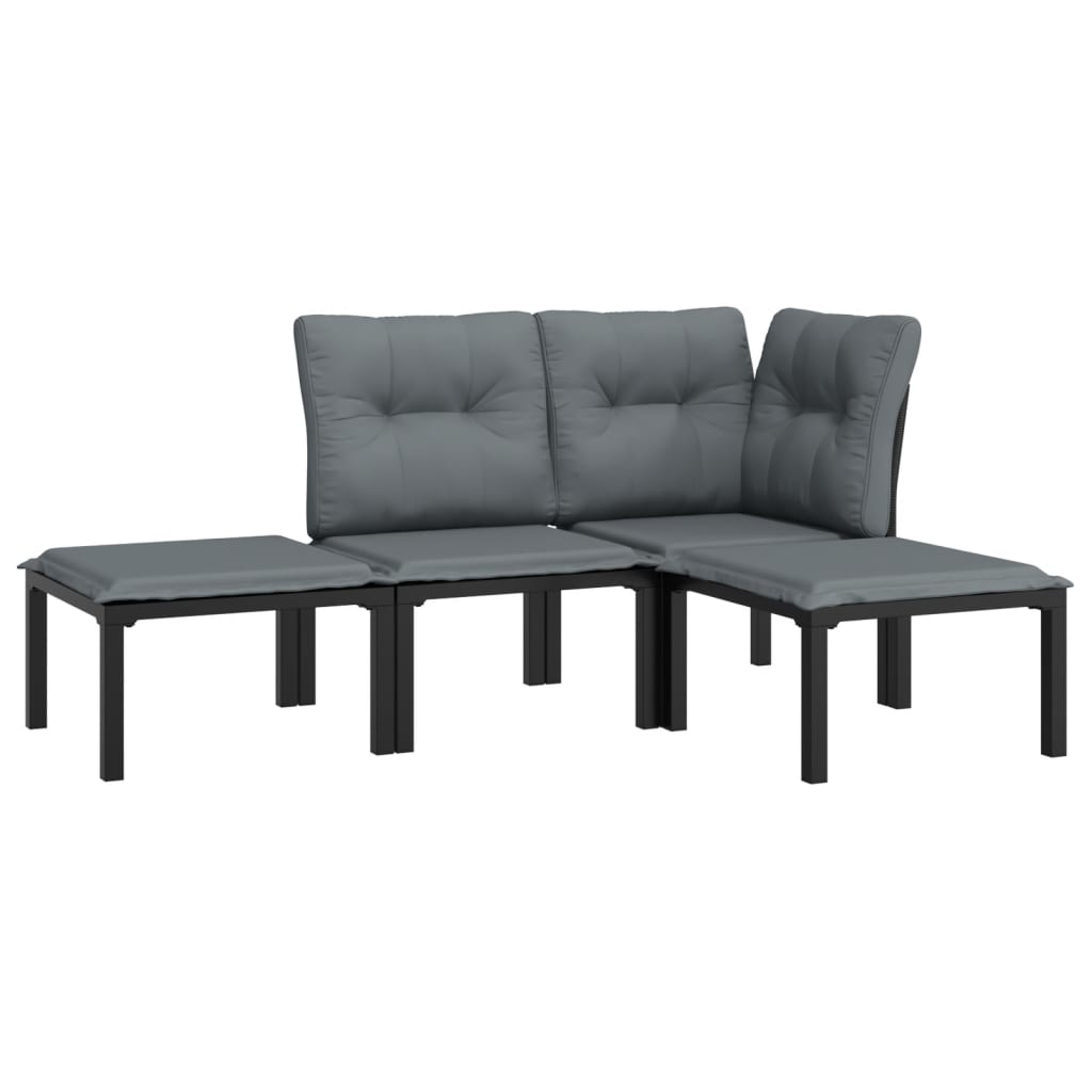 4-delige Loungeset poly rattan zwart en grijs is nu te koop bij PeponiXL, paradijselijk wonen!
