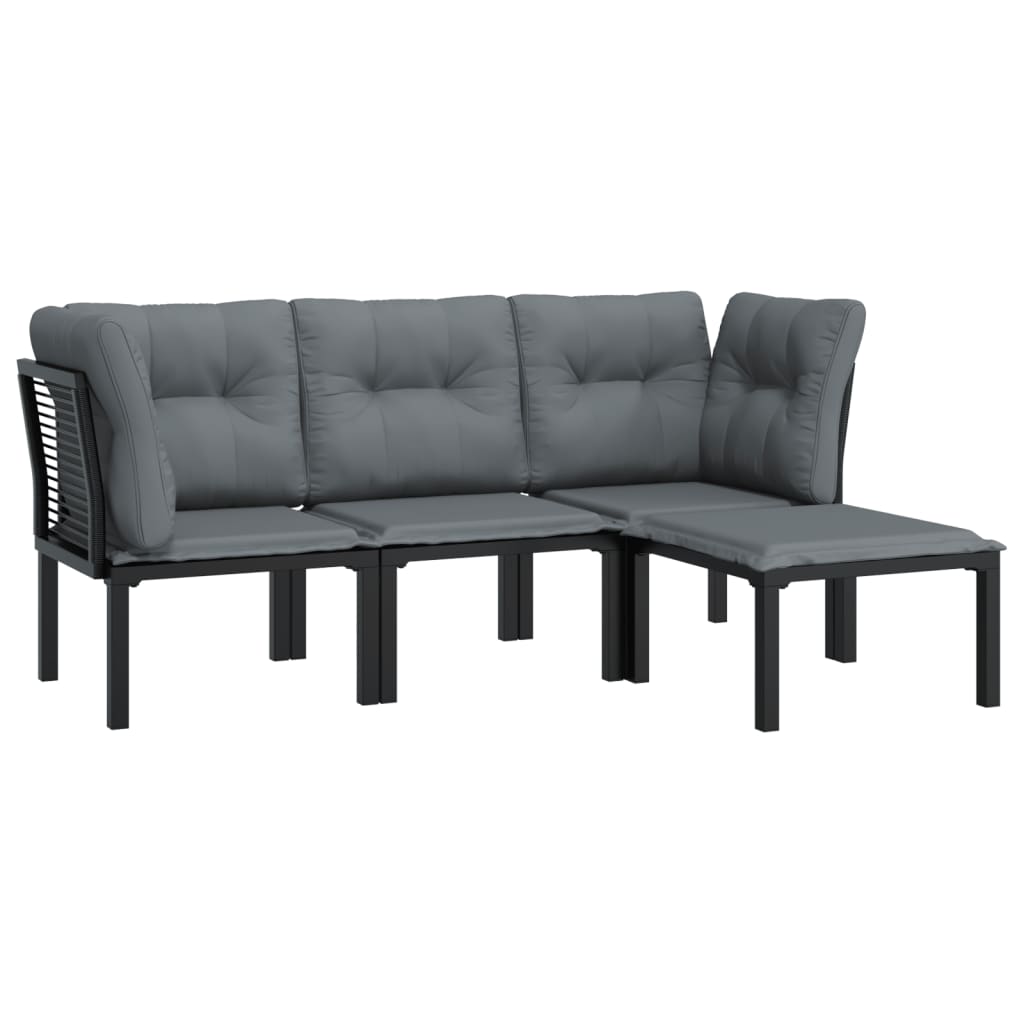 4-delige Loungeset poly rattan zwart en grijs is nu te koop bij PeponiXL, paradijselijk wonen!