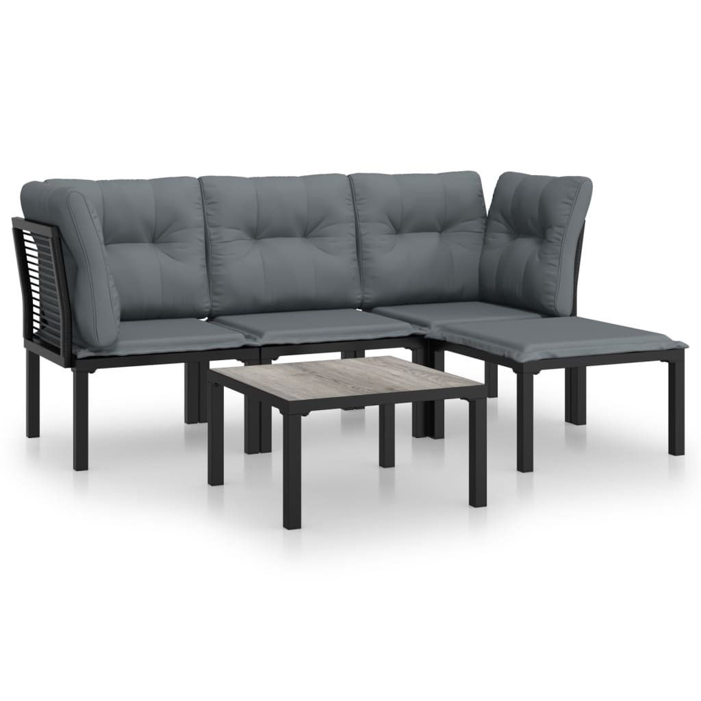 5-delige Loungeset poly rattan zwart en grijs is nu te koop bij PeponiXL, paradijselijk wonen!