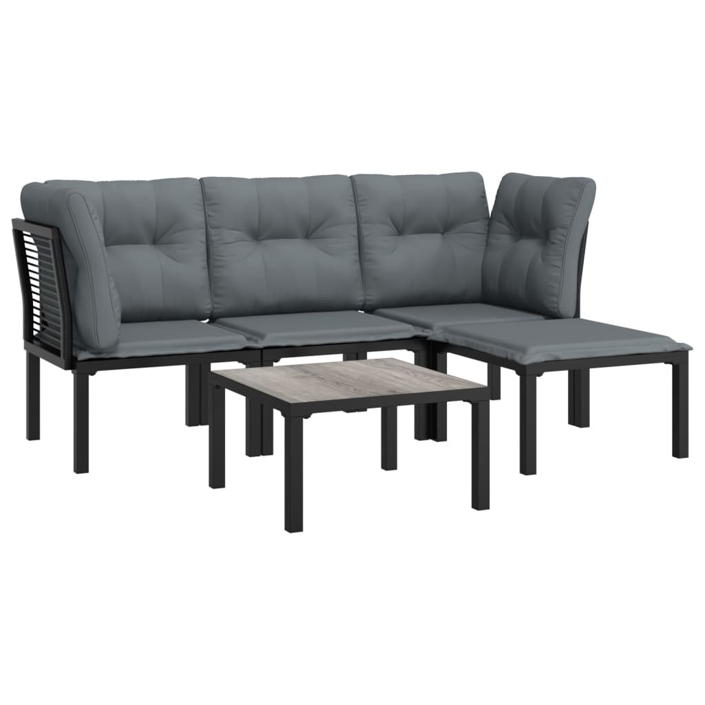 5-delige Loungeset poly rattan zwart en grijs is nu te koop bij PeponiXL, paradijselijk wonen!