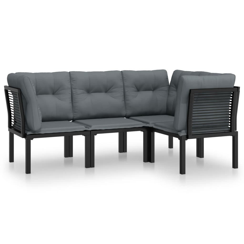 4-delige Loungeset poly rattan zwart en grijs is nu te koop bij PeponiXL, paradijselijk wonen!