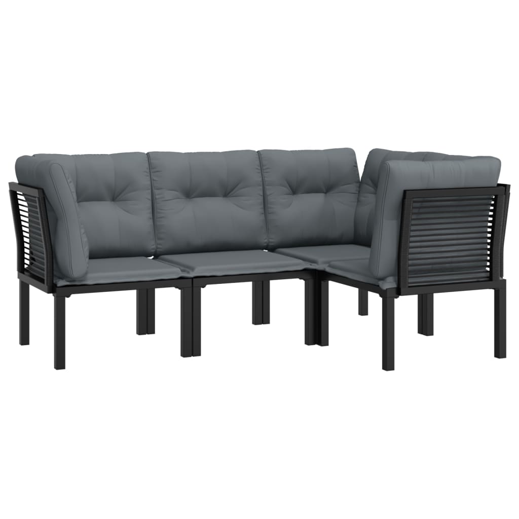 4-delige Loungeset poly rattan zwart en grijs is nu te koop bij PeponiXL, paradijselijk wonen!