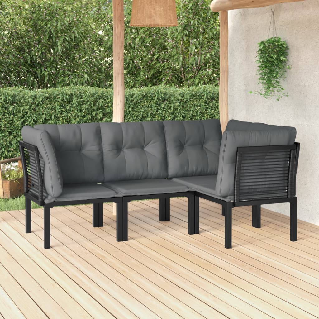 4-delige Loungeset poly rattan zwart en grijs is nu te koop bij PeponiXL, paradijselijk wonen!
