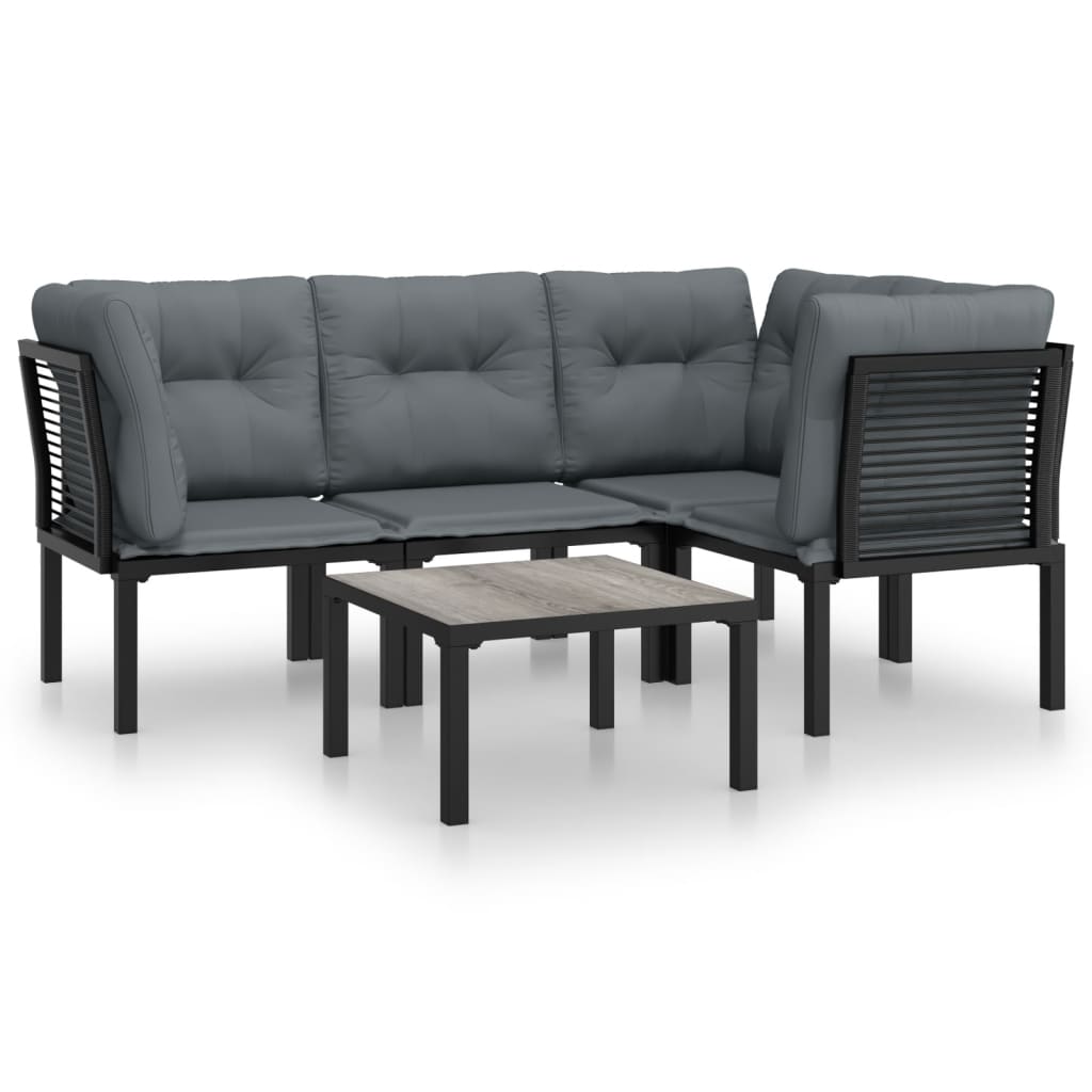 5-delige Loungeset poly rattan zwart en grijs is nu te koop bij PeponiXL, paradijselijk wonen!