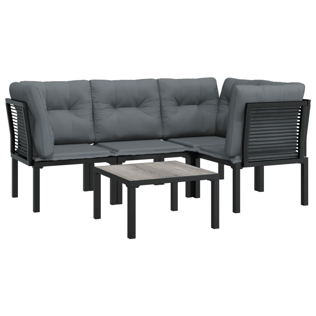 5-delige Loungeset poly rattan zwart en grijs is nu te koop bij PeponiXL, paradijselijk wonen!
