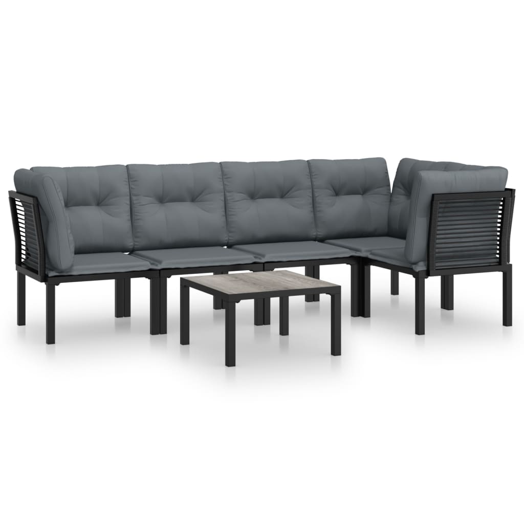 6-delige Loungeset poly rattan zwart en grijs is nu te koop bij PeponiXL, paradijselijk wonen!