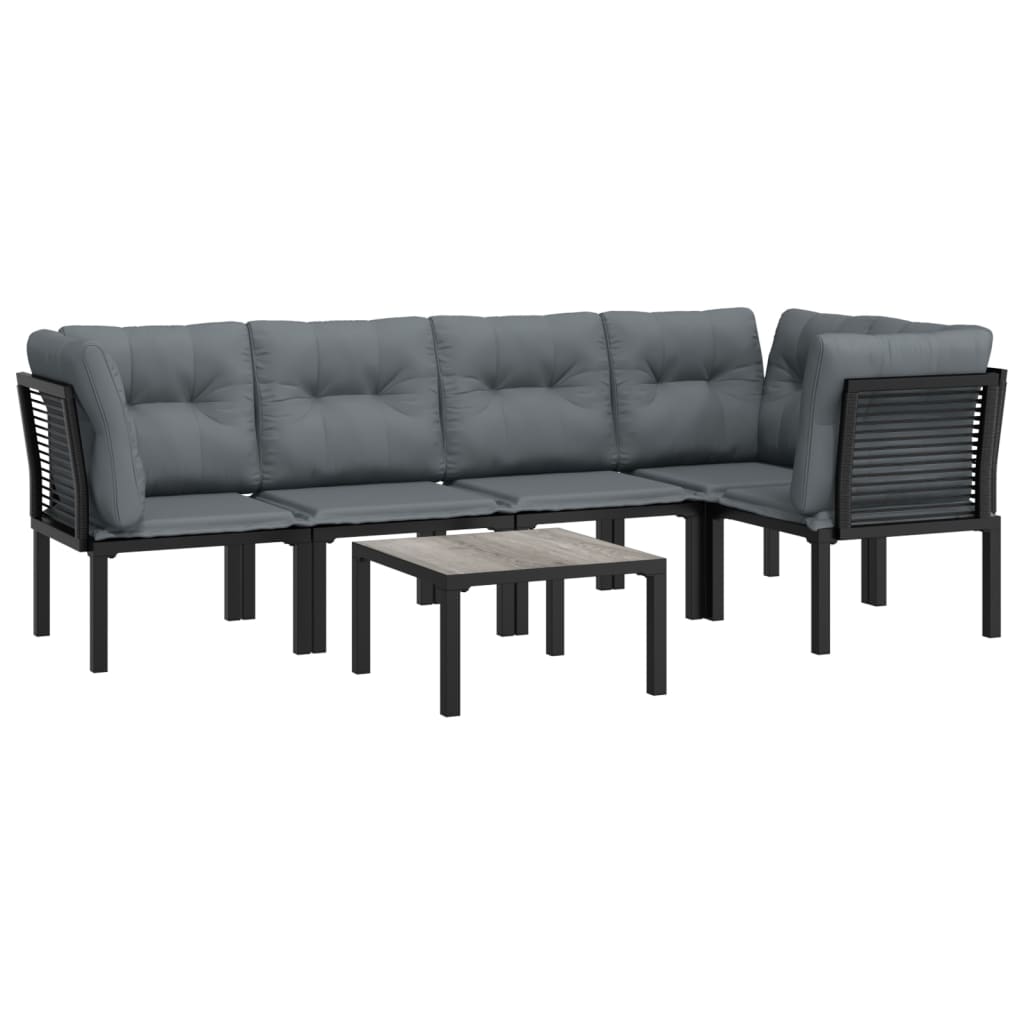 6-delige Loungeset poly rattan zwart en grijs is nu te koop bij PeponiXL, paradijselijk wonen!
