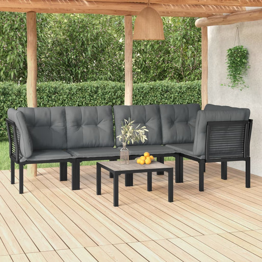 6-delige Loungeset poly rattan zwart en grijs is nu te koop bij PeponiXL, paradijselijk wonen!