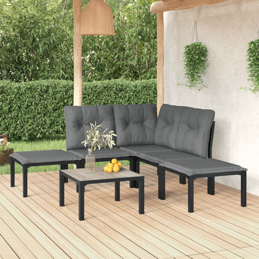 6-delige Loungeset poly rattan zwart en grijs is nu te koop bij PeponiXL, paradijselijk wonen!