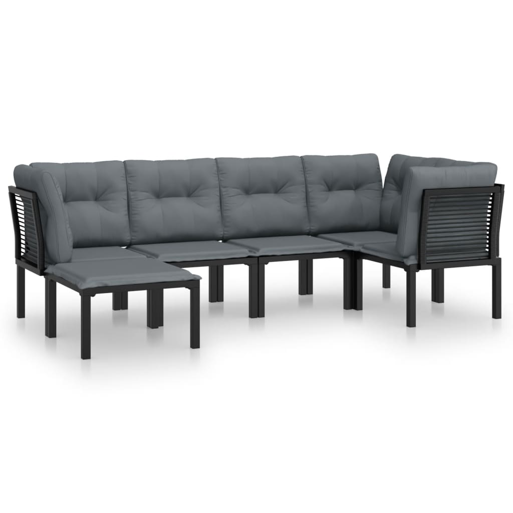 6-delige Loungeset poly rattan zwart en grijs is nu te koop bij PeponiXL, paradijselijk wonen!