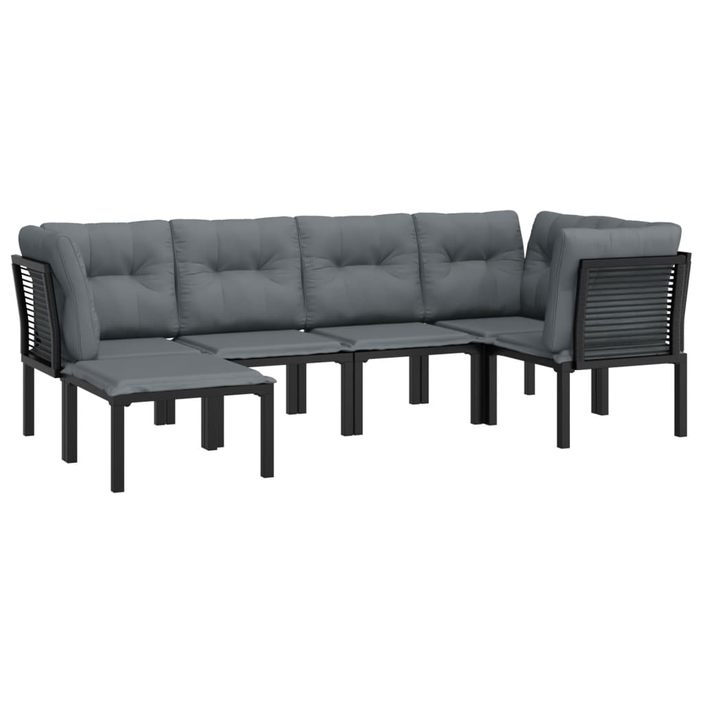 6-delige Loungeset poly rattan zwart en grijs is nu te koop bij PeponiXL, paradijselijk wonen!