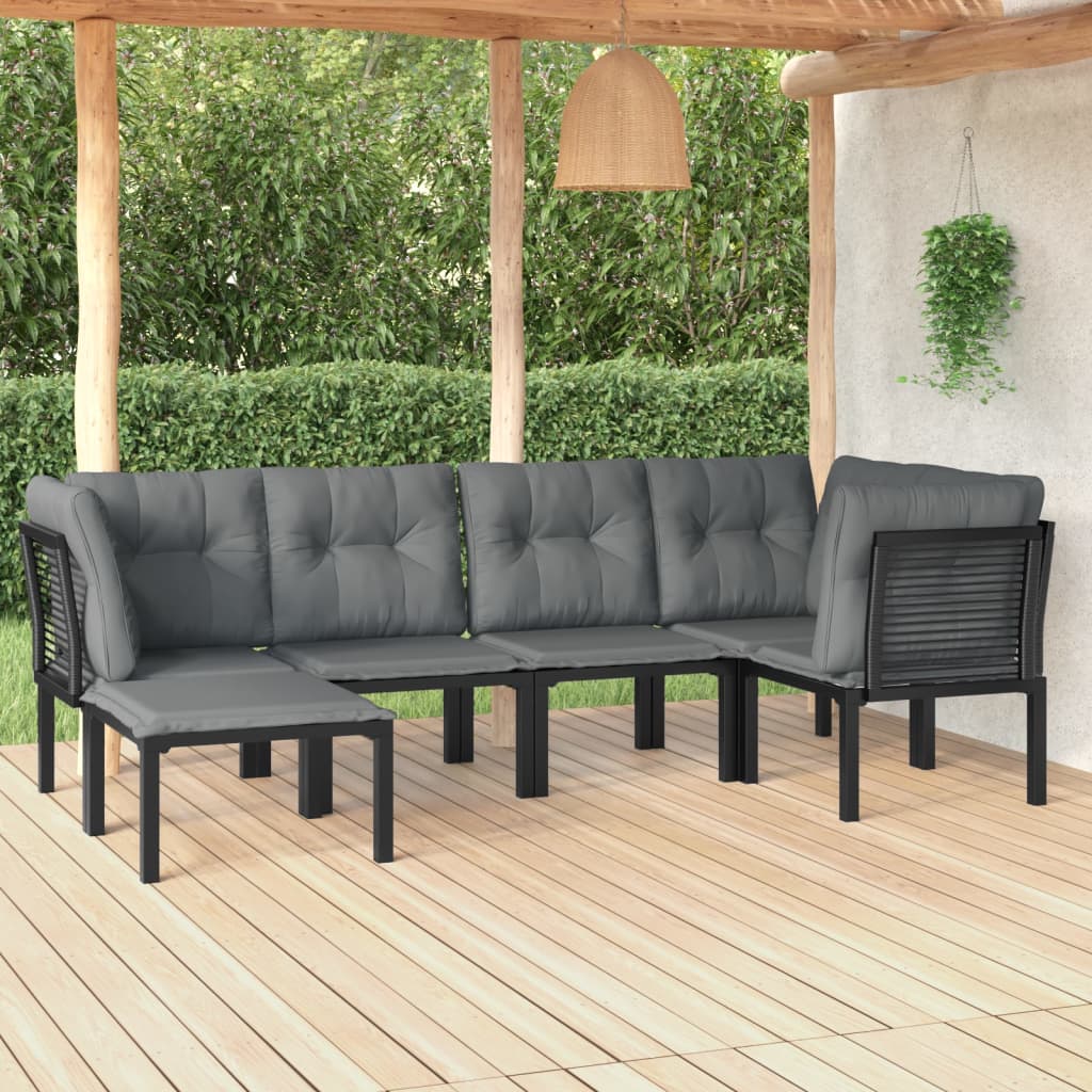 6-delige Loungeset poly rattan zwart en grijs is nu te koop bij PeponiXL, paradijselijk wonen!