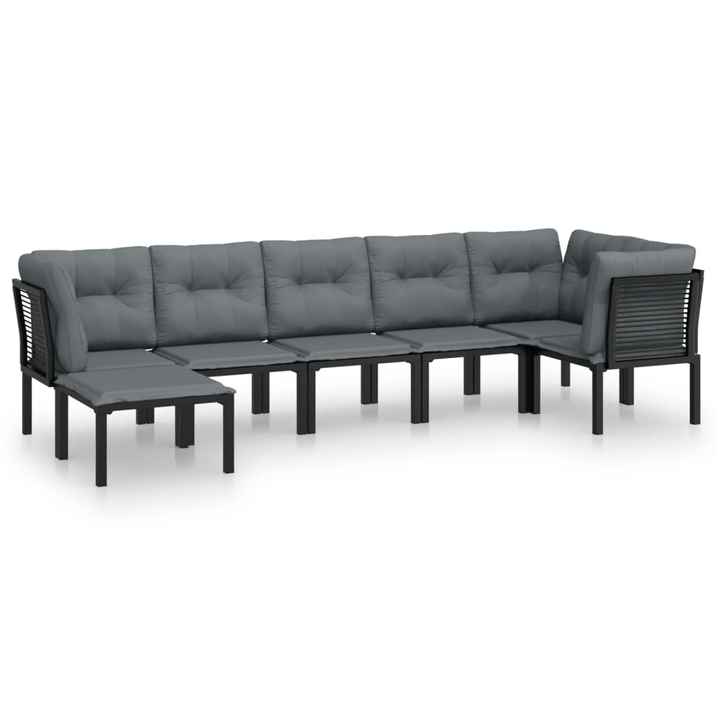 7-delige Loungeset poly rattan zwart en grijs is nu te koop bij PeponiXL, paradijselijk wonen!