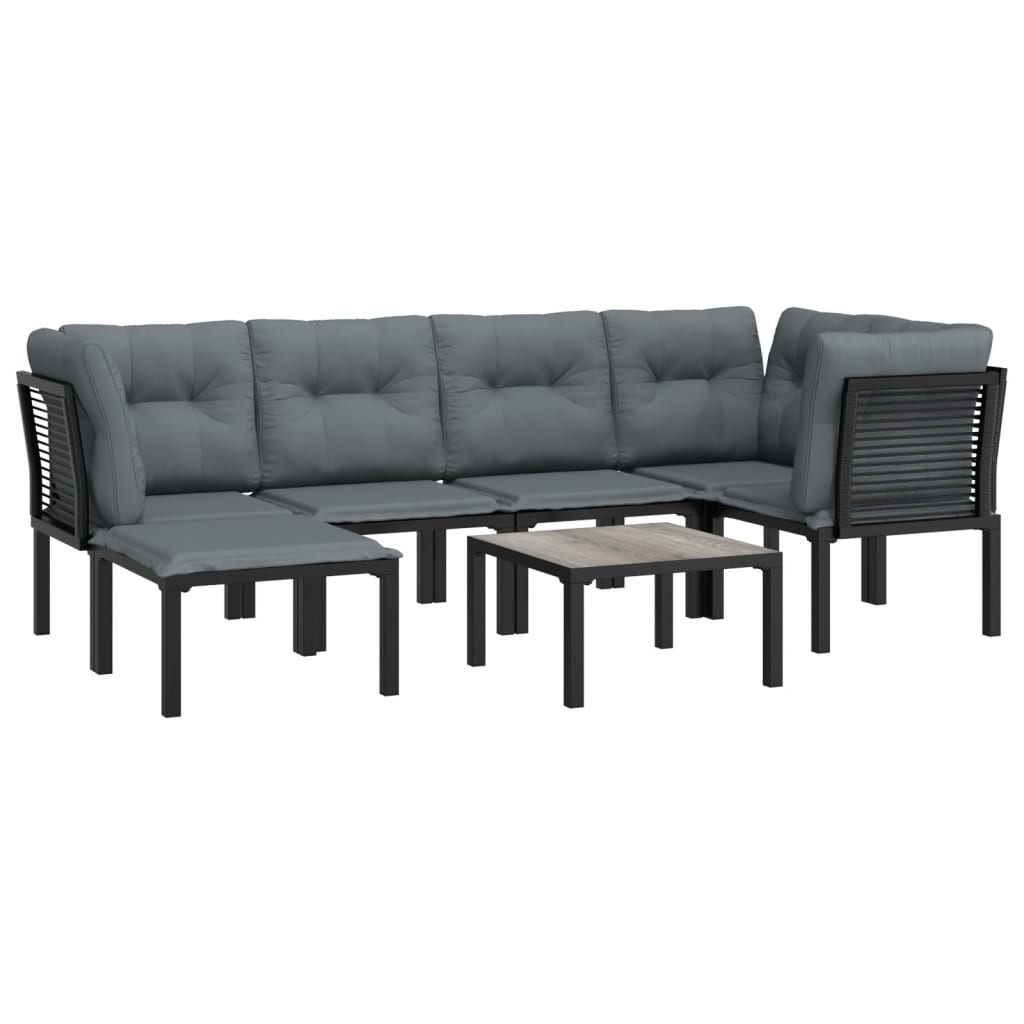 7-delige Loungeset poly rattan zwart en grijs is nu te koop bij PeponiXL, paradijselijk wonen!