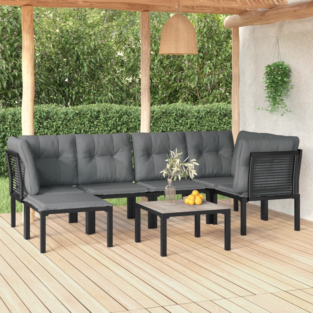 7-delige Loungeset poly rattan zwart en grijs is nu te koop bij PeponiXL, paradijselijk wonen!