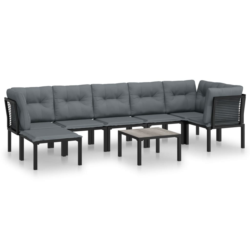 8-delige Loungeset poly rattan zwart en grijs is nu te koop bij PeponiXL, paradijselijk wonen!