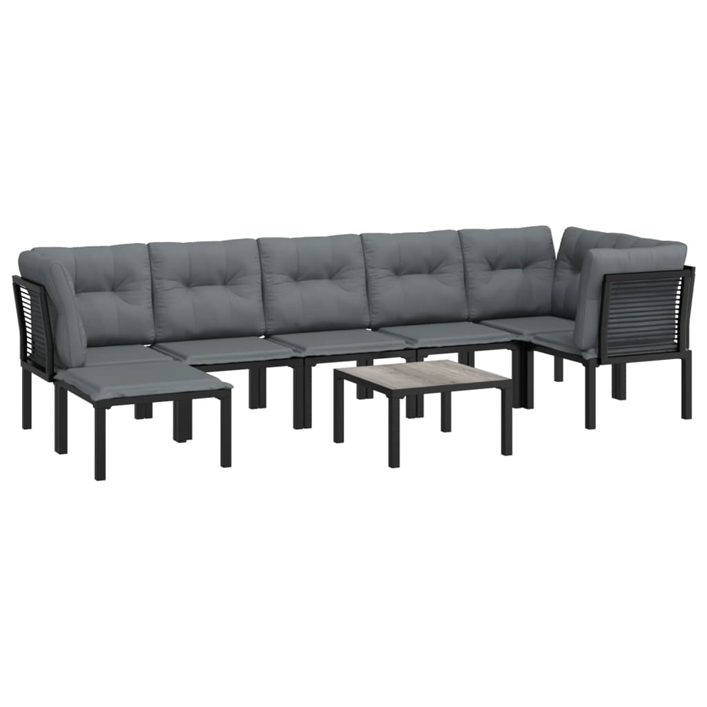 8-delige Loungeset poly rattan zwart en grijs is nu te koop bij PeponiXL, paradijselijk wonen!