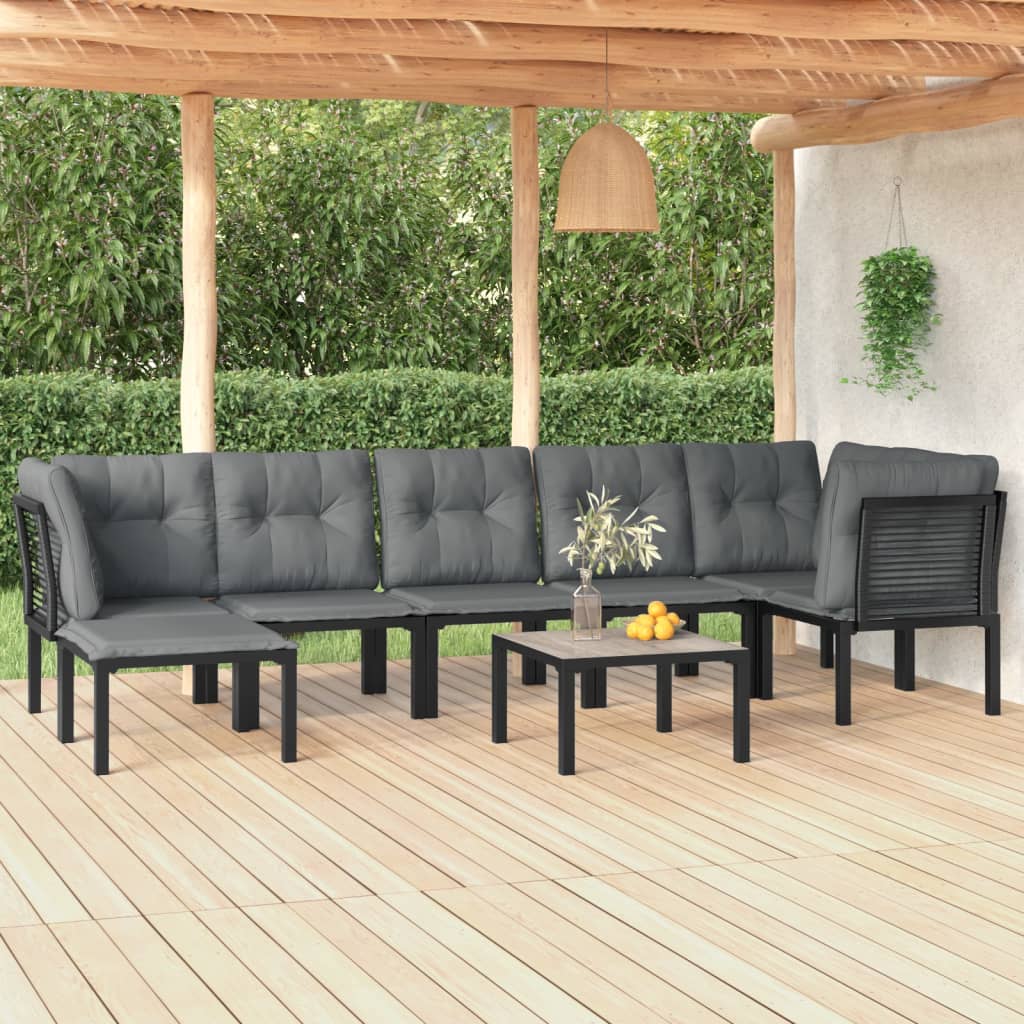 8-delige Loungeset poly rattan zwart en grijs is nu te koop bij PeponiXL, paradijselijk wonen!