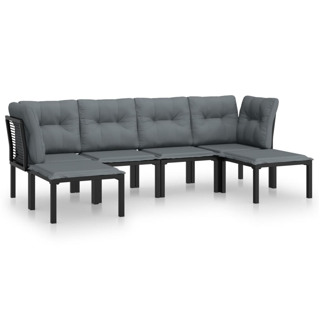 6-delige Loungeset poly rattan zwart en grijs is nu te koop bij PeponiXL, paradijselijk wonen!
