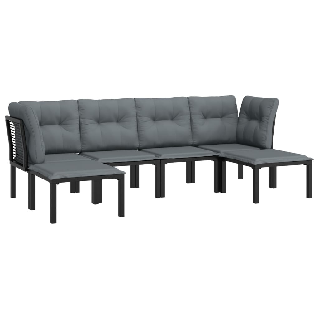 6-delige Loungeset poly rattan zwart en grijs is nu te koop bij PeponiXL, paradijselijk wonen!