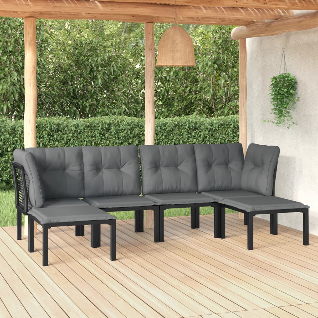 6-delige Loungeset poly rattan zwart en grijs is nu te koop bij PeponiXL, paradijselijk wonen!