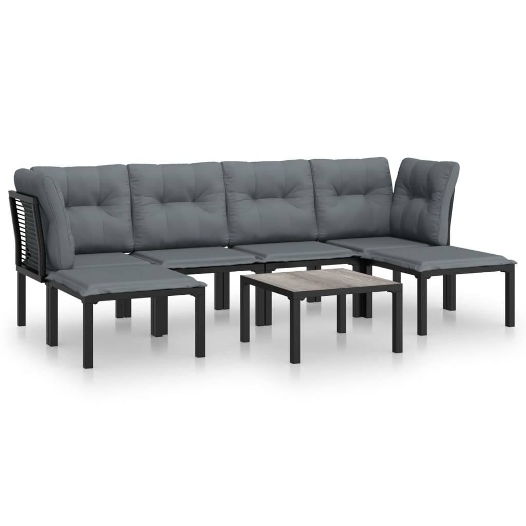 7-delige Loungeset poly rattan zwart en grijs is nu te koop bij PeponiXL, paradijselijk wonen!