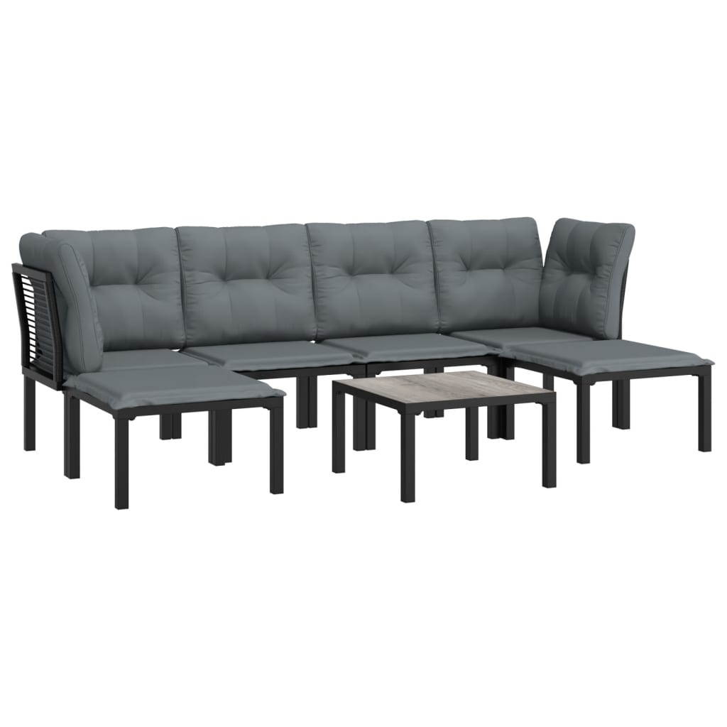 7-delige Loungeset poly rattan zwart en grijs is nu te koop bij PeponiXL, paradijselijk wonen!