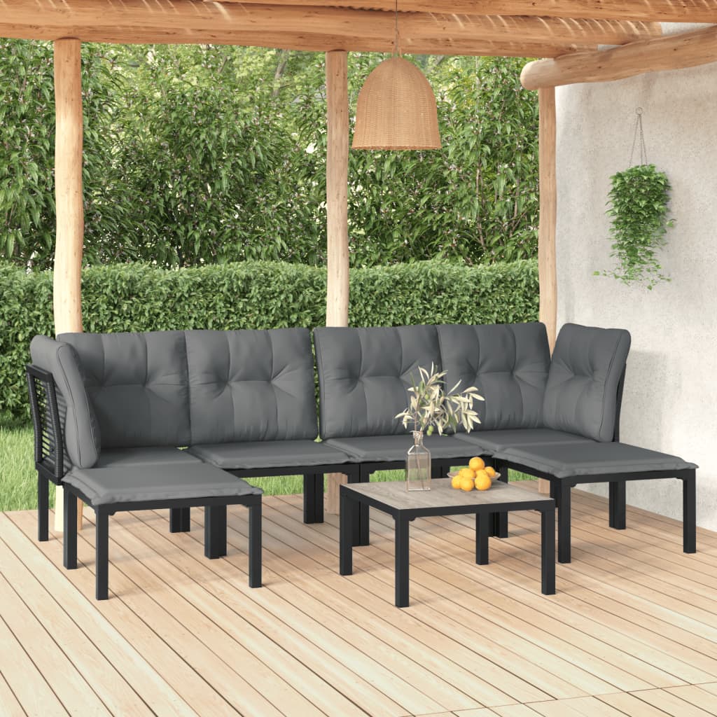 7-delige Loungeset poly rattan zwart en grijs is nu te koop bij PeponiXL, paradijselijk wonen!