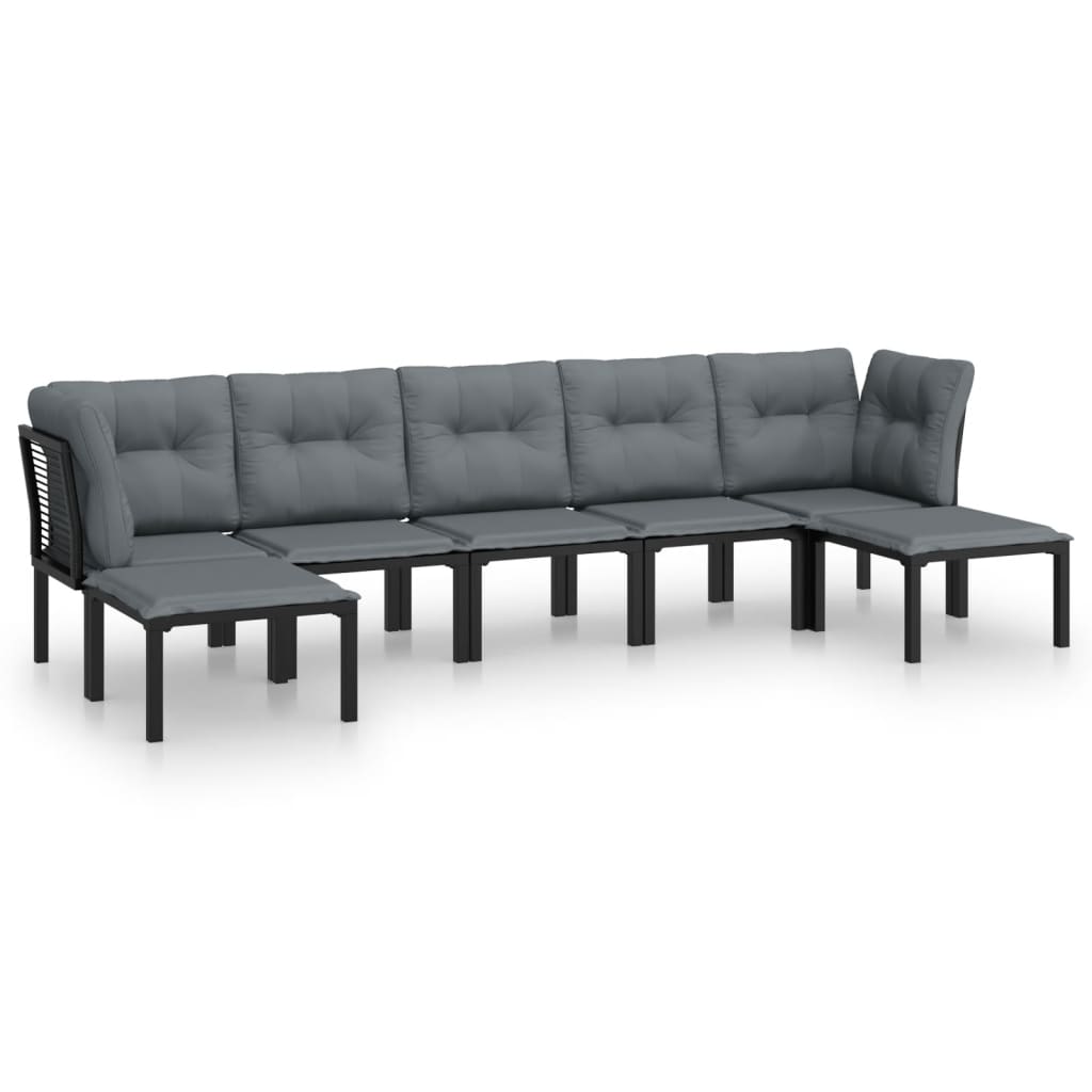 7-delige Loungeset poly rattan zwart en grijs is nu te koop bij PeponiXL, paradijselijk wonen!