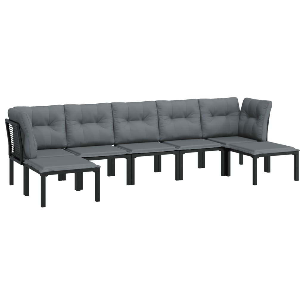 7-delige Loungeset poly rattan zwart en grijs is nu te koop bij PeponiXL, paradijselijk wonen!