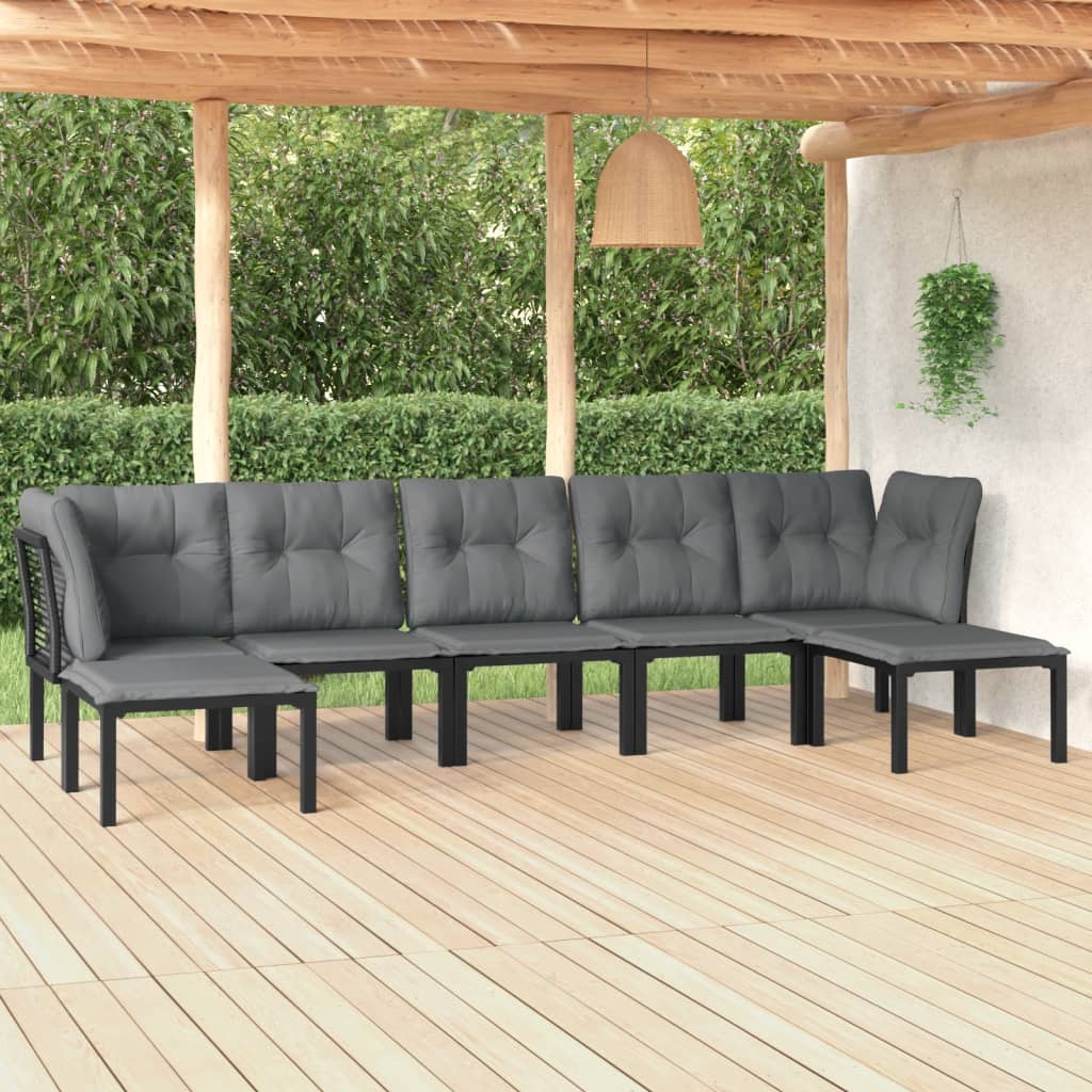 7-delige Loungeset poly rattan zwart en grijs is nu te koop bij PeponiXL, paradijselijk wonen!