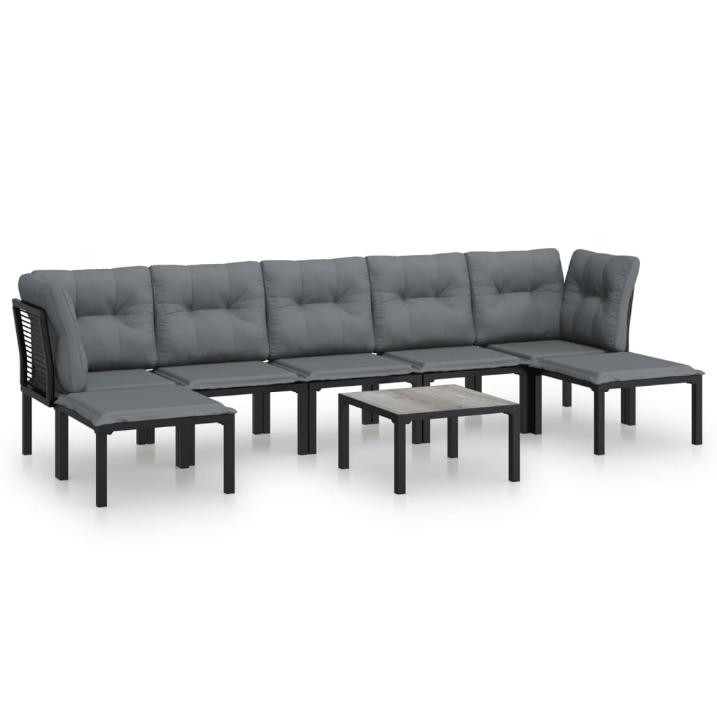 8-delige Loungeset poly rattan zwart en grijs is nu te koop bij PeponiXL, paradijselijk wonen!