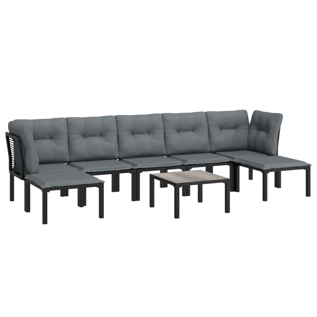 8-delige Loungeset poly rattan zwart en grijs is nu te koop bij PeponiXL, paradijselijk wonen!