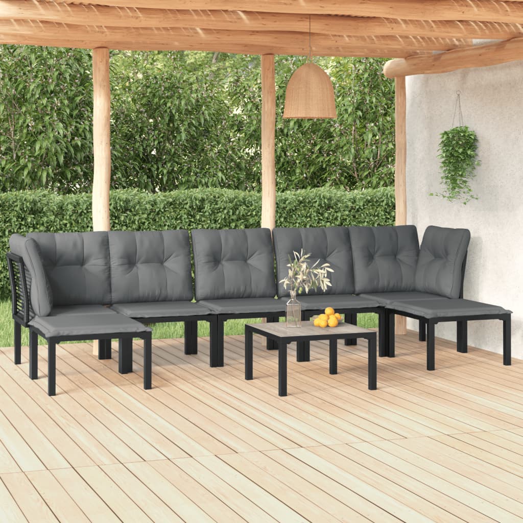 8-delige Loungeset poly rattan zwart en grijs is nu te koop bij PeponiXL, paradijselijk wonen!