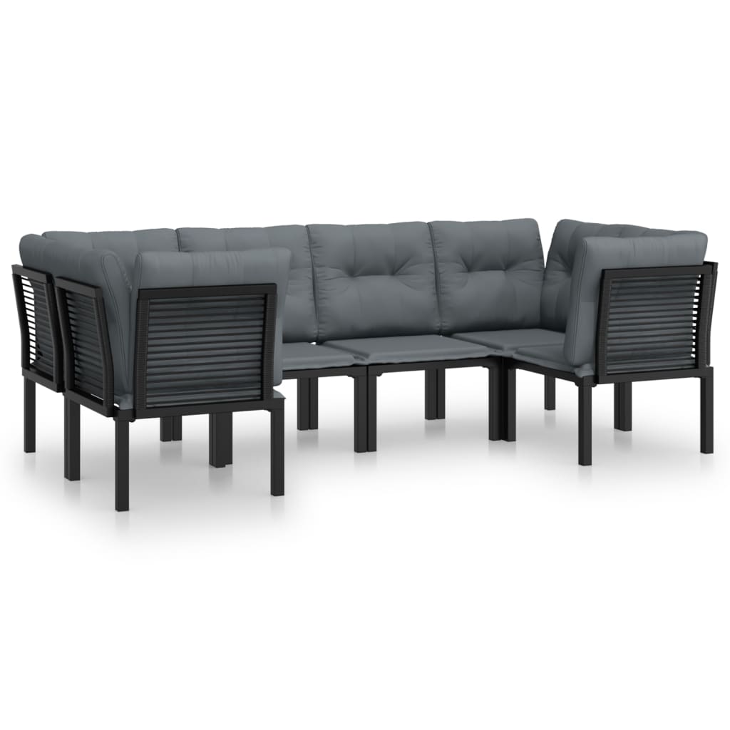 6-delige Loungeset poly rattan zwart en grijs is nu te koop bij PeponiXL, paradijselijk wonen!
