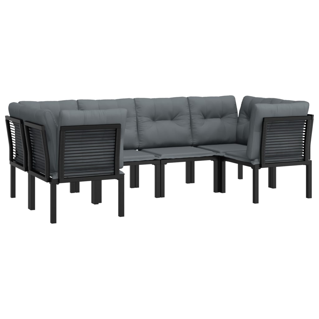 6-delige Loungeset poly rattan zwart en grijs is nu te koop bij PeponiXL, paradijselijk wonen!
