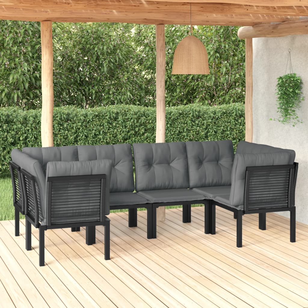 6-delige Loungeset poly rattan zwart en grijs is nu te koop bij PeponiXL, paradijselijk wonen!