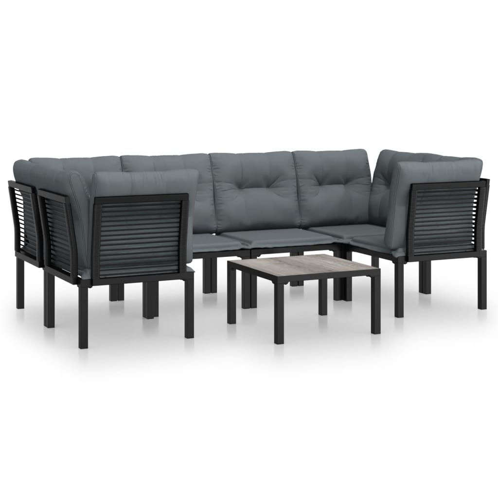 7-delige Loungeset poly rattan zwart en grijs is nu te koop bij PeponiXL, paradijselijk wonen!