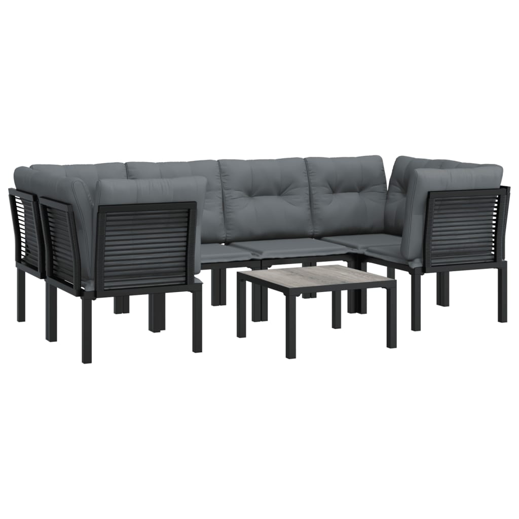 7-delige Loungeset poly rattan zwart en grijs is nu te koop bij PeponiXL, paradijselijk wonen!