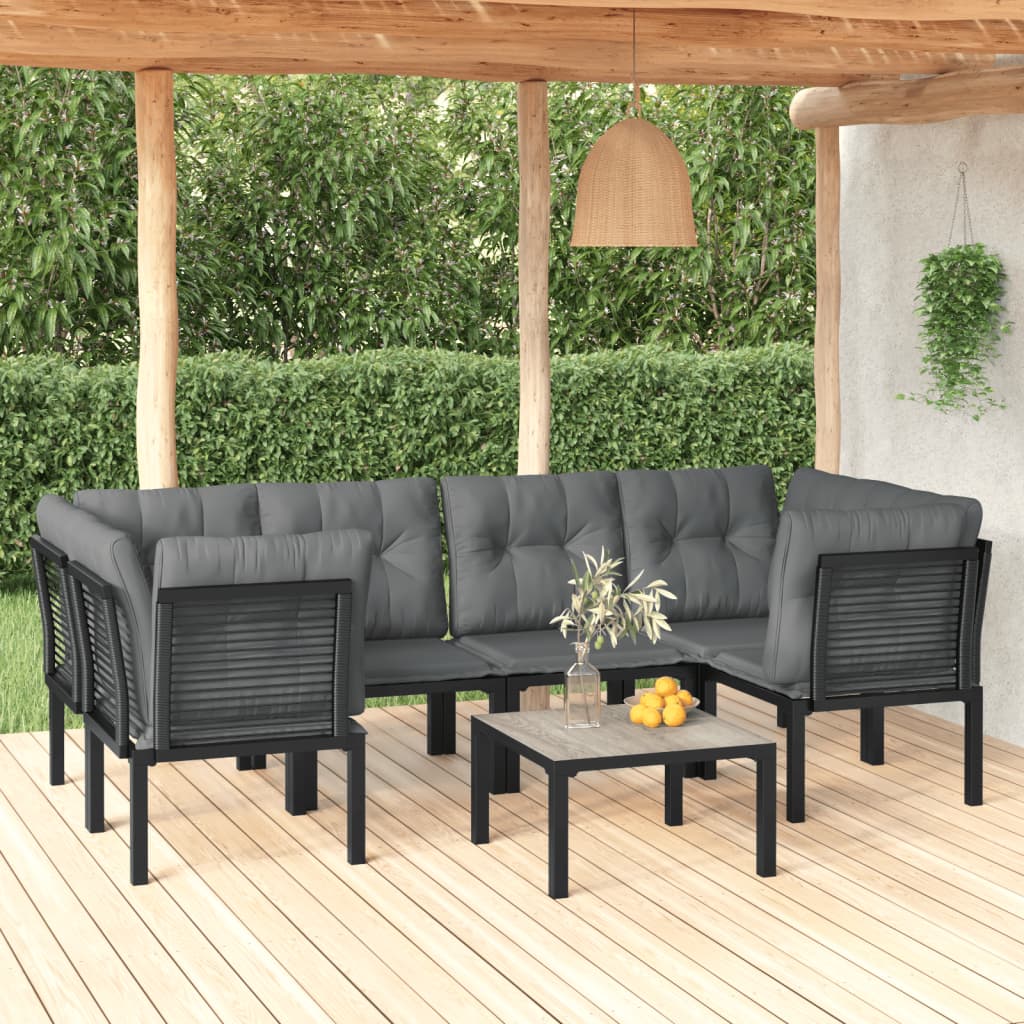 7-delige Loungeset poly rattan zwart en grijs is nu te koop bij PeponiXL, paradijselijk wonen!