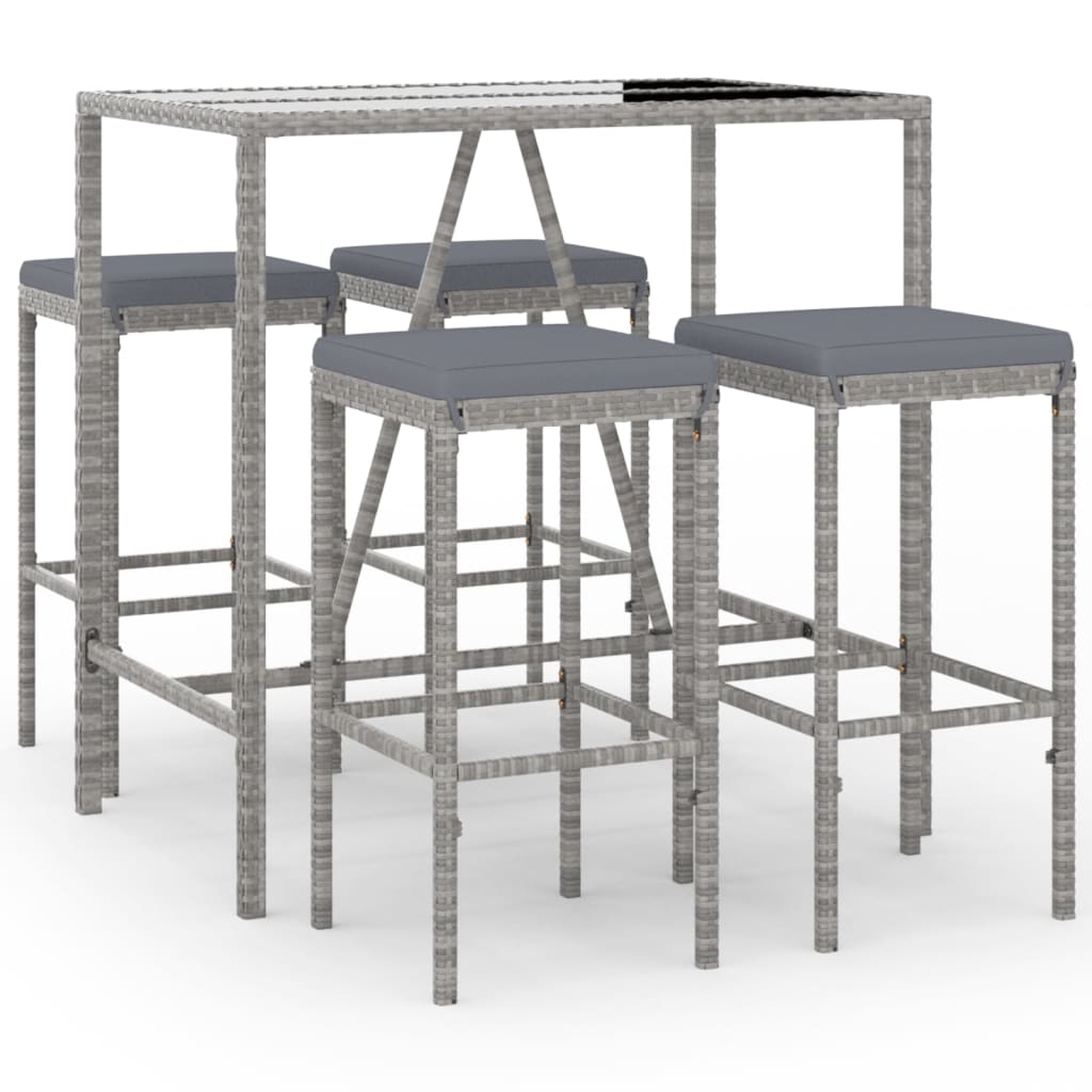 5-delige Tuinbarset met kussens poly rattan grijs is nu te koop bij PeponiXL, paradijselijk wonen!