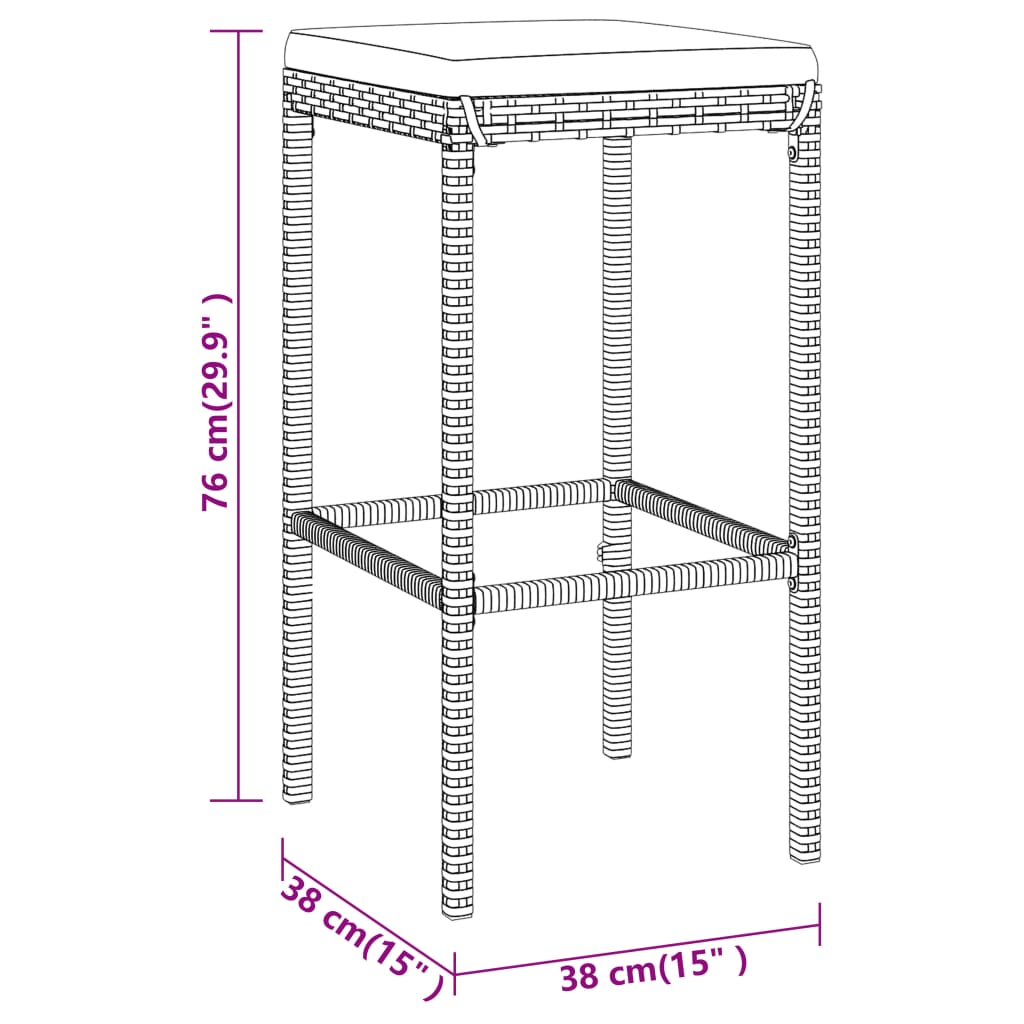 9-delige Tuinbarset met kussens poly rattan grijs is nu te koop bij PeponiXL, paradijselijk wonen!